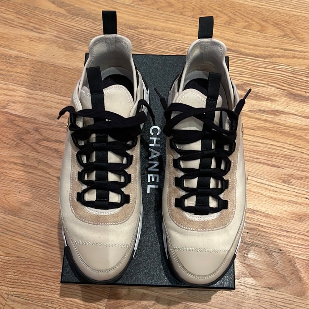 CHANEL Beige and Black Women's Sneakers
